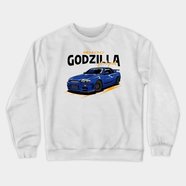 Blue Skyline GTR R34 Crewneck Sweatshirt by cturs